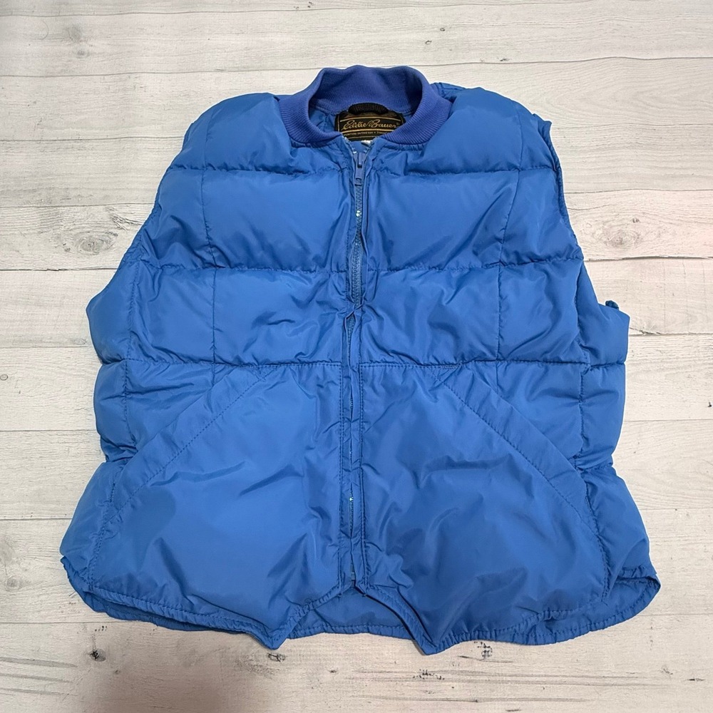 Eddie Bauer girls vintage blue down puffer vest youth large